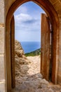 The ruins of the ancient Kritinia castle at Rhodes island, Greece Royalty Free Stock Photo