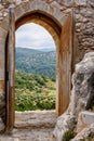 The ruins of the ancient Kritinia castle at Rhodes island, Greece Royalty Free Stock Photo