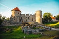 The ruins of ancient Livonian castle in the old town of Cesis in Latvia during a warm sunset Royalty Free Stock Photo