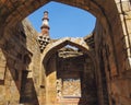 The ruins of the ancient monuments of Islamic architecture of XIII century Qutub Minar in Delhi