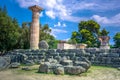 The ruins of ancient Olympia, Greece. Here takes place the touch of olympic flame. Royalty Free Stock Photo