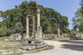 Ruins of Ancient Olympia, a sanctuary in Elis on the Peloponnese peninsula Royalty Free Stock Photo