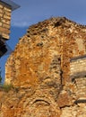 ruins of an ancient red clay brick castle Royalty Free Stock Photo