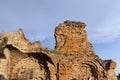 ruins of an ancient red clay brick castle Royalty Free Stock Photo