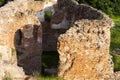 ruins of an ancient red clay brick castle Royalty Free Stock Photo