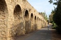 The ruins of the ancient Roman aqueduct in the city of Acre in Israel