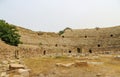 Ruins of ancient Roman arena for gladiators at Leptis Magna on the Mediterranean coast of Libya