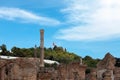 Ruins of ancient Roman baths near city of Carthage Tunisia