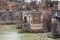 Ruins of the ancient Roman Emilio Bridge, Rome Royalty Free Stock Photo