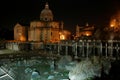 Ruins of an ancient Roman forum at night, Italy Royalty Free Stock Photo