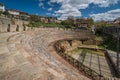 Ruins of ancient Roman theatre in Ohrid Royalty Free Stock Photo