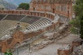 Ruins of the ancient Roman theatre in Taormina, Sicily island Royalty Free Stock Photo