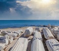 ruins ancient ruins of ancient Greek civilization, Side, Antalya, Turkey Royalty Free Stock Photo