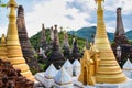 Ruins of ancient stupas of Shwe Indein Pagoda Inle Lake, Shan State, Myanmar Royalty Free Stock Photo