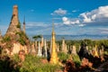 Ruins of ancient stupas of Shwe Indein Pagoda Inle Lake, Shan State, Myanmar Royalty Free Stock Photo