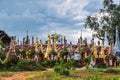 Ruins of ancient stupas of Shwe Indein Pagoda Inle Lake, Shan State, Myanmar Royalty Free Stock Photo