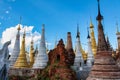 Ruins of ancient stupas of Shwe Indein Pagoda Inle Lake, Shan State, Myanmar Royalty Free Stock Photo