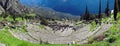 Ruins of the ancient Temple of Apollo at Delphi, overlooking the valley of Phocis.