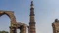Ruins of the ancient temple complex Qutab Minar. Royalty Free Stock Photo