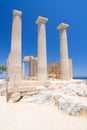 Ruins of ancient temple. Lindos. Rhodes island Royalty Free Stock Photo