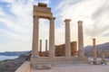 Ruins of ancient temple. Lindos. Rhodes island. Greece Royalty Free Stock Photo