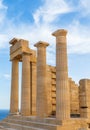 Ruins of ancient temple. Lindos. Rhodes island. Greece Europe Royalty Free Stock Photo