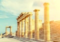 Ruins of ancient temple. Lindos. Rhodes island. Greece Royalty Free Stock Photo