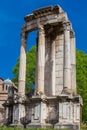 Ruins of the ancient Temple of Vesta at the Roman Forum in Rome