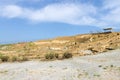 The ruins of the ancient theater in  Hephaestia, Lemnos island, Greece Royalty Free Stock Photo