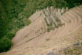 Ruins of an ancient town on the Inca Trail to Machu Picchu, Peru Royalty Free Stock Photo