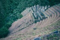 Ruins of an ancient town on the Inca Trail to Machu Picchu, Peru Royalty Free Stock Photo