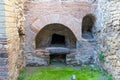 ruins of ancient vaulted ovens in pompeii archeological park