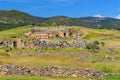 Ruins of the antique amphitheatre in Hierapolis, Pamukkale, Turkey. Panoramic view Royalty Free Stock Photo