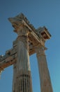 The ruins of an antique Temple against the blue sky Royalty Free Stock Photo