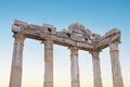 Ruins of Apollo temple at sunset sky background in Side, Antalya, Turkey Royalty Free Stock Photo