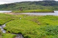 The ruins of Ardvreck Castle at Loch Assynt in Scotland Royalty Free Stock Photo