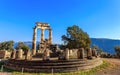 Ruins Athina Pronaia temple in Ancient Delphi Royalty Free Stock Photo