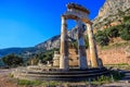 Ruins Athina Pronaia temple in Ancient Delphi Royalty Free Stock Photo