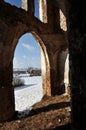 The ruins of Banffy Castle in Bontida, Romania