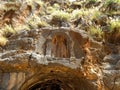 Ruins of Banias Temples, the sanctuary of Pan in Israel Royalty Free Stock Photo