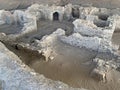 The ruins of bathhouse at the the gosth town of Otrar, the ancient city along the Silk Road in Southern Kazakhstan