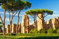 The ruins of the Baths of Caracalla in Rome, Italy Royalty Free Stock Photo