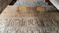 The ruins of the beautiful Temple of Dendera, Egyptian hieroglyphs, wall inscriptions