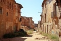 Ruins of a town bombed in the Spanish Civil War, Battle of Belchite Spain. Royalty Free Stock Photo