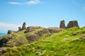 Ruins of The Black Castle and a view of the Wicklow sea in the background.