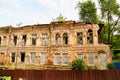 ruins. broken glass in windows of an old ruined building. Royalty Free Stock Photo