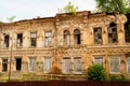 ruins. broken glass in windows of an old ruined building. Royalty Free Stock Photo