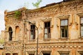 ruins. broken glass in windows of an old ruined building. Royalty Free Stock Photo