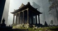ruins of a buddhist temple, temple in ruines, forest, cinematic epic + rule of thirds octane render