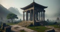 ruins of a buddhist temple, temple in ruines, forest, cinematic epic + rule of thirds octane render